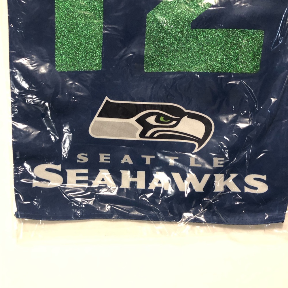 NFL Seattle Seahawks Decor Flag 12s Suede Glitter 2 Sided New c. 2014 12.5x18" - Picture 6 of 13